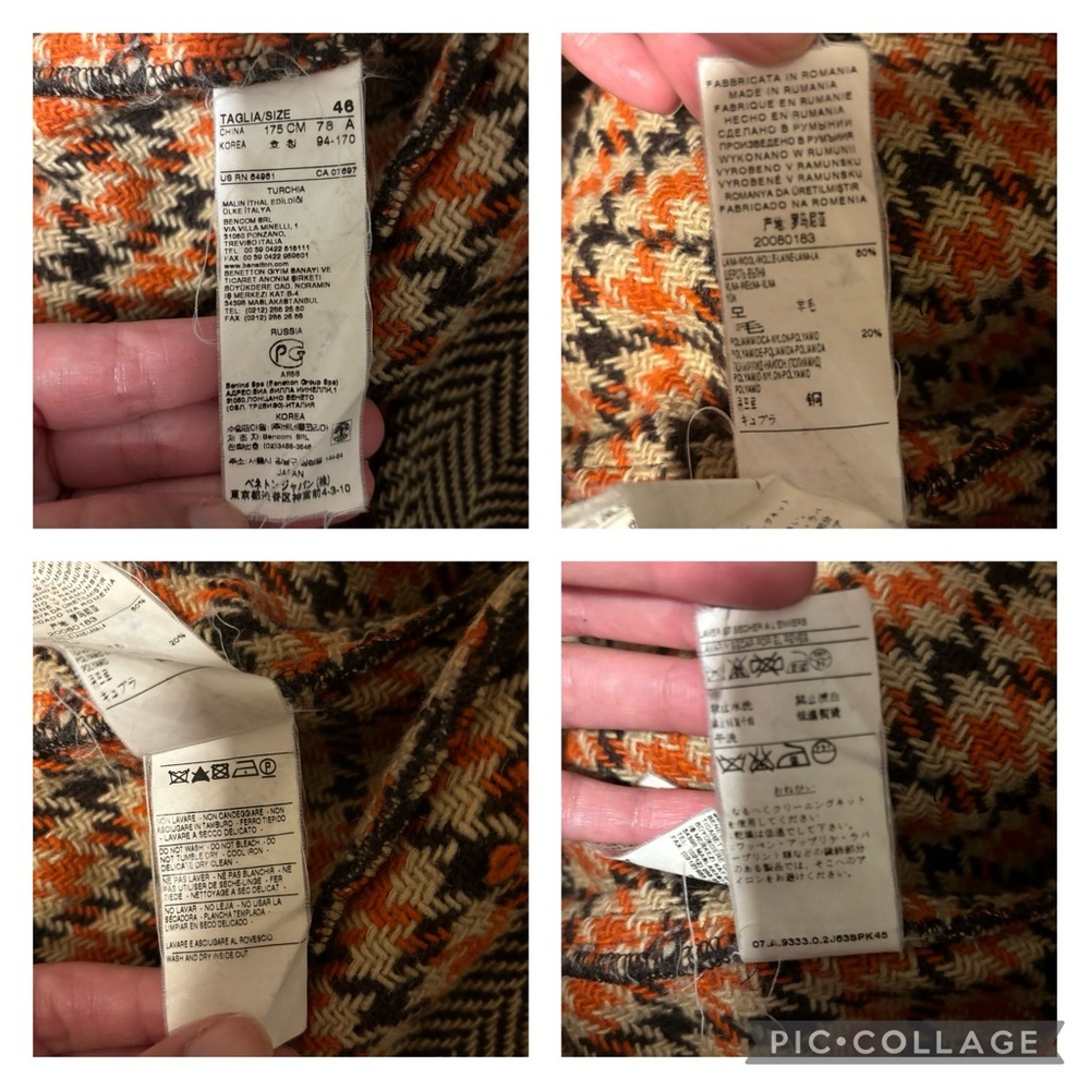 UNITED COLORS OF BENETTON Vintage Brown Houndstooth Jacket - Size 46 (Medium) - Picture 15 of 16